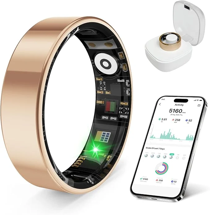Contemporary Smart Health Ring Featuring Stress and Sleep Monitoring Functions Compatible Convenient