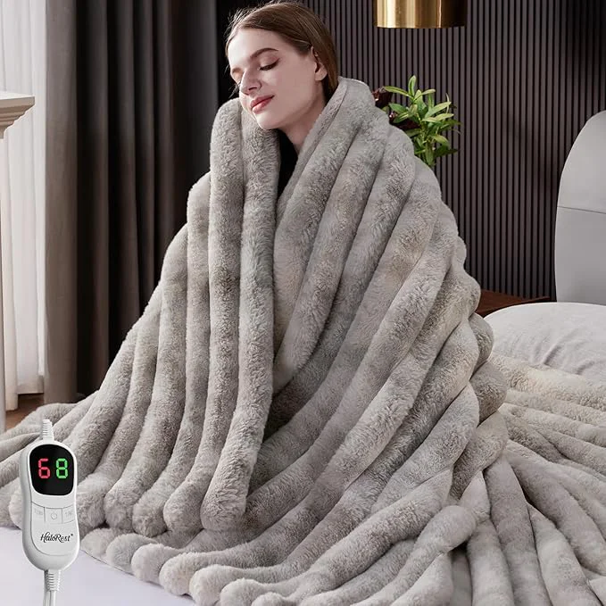Premium Material Heated Throw Blanket Faux Fur Cozy Heating Blanket Verified