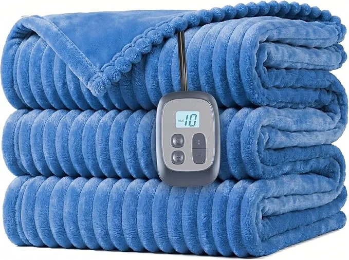 Next-Generation LaffyLo Electric Heated Blanket Full Size 72 x84 Soft Flannel Fabric Detailed