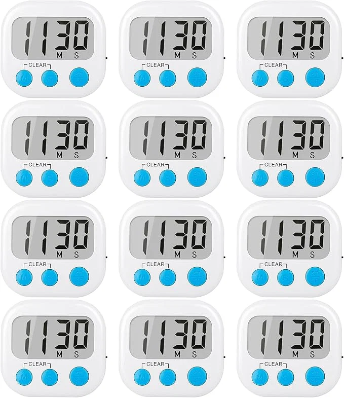 Prestigious 12 Pack Digital Kitchen Timers for Cooking Magnetic Timer for Cooking Loud Efficient
