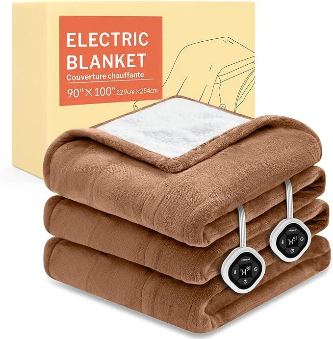 Effective HOMLYNS LuxeHeat Heated Blanket Electric Blanket King Size Soft Flannel Sherpa Artisan