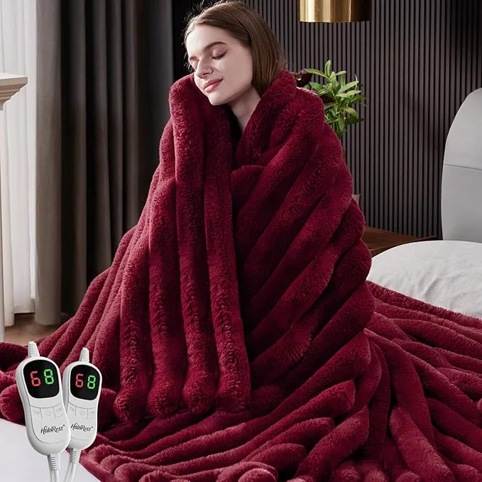 Durable Heated Throw Blanket Faux Fur Cozy Heating Blanket Crafted