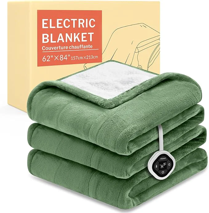 Professional HOMLYNS LuxeHeat Heated Blanket Electric Blanket Twin Size Soft Flannel Sherpa Durable