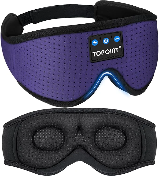 Dependable Sleep Mask with Headphones Bluetooth 5.4 TOPOINT 3D Eye Mask Blackout Breath Prestigious