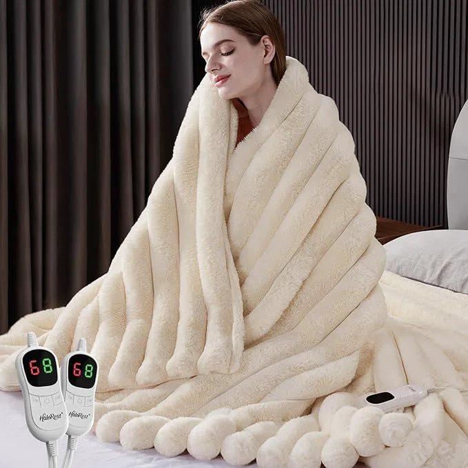 Comfortable Heated Blanket King Size Faux Fur Cozy Heating Blanket Consistent