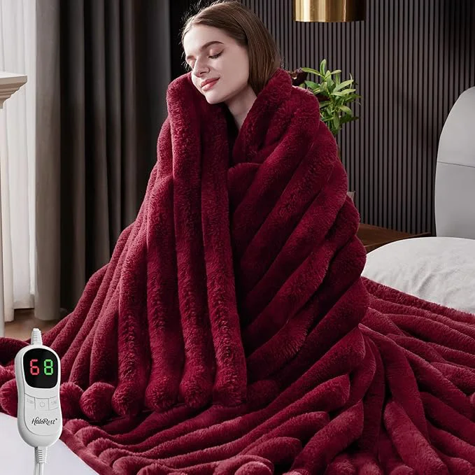 Top-Quality Heated Throw Blanket Faux Fur Cozy Heating Blanket Versatile