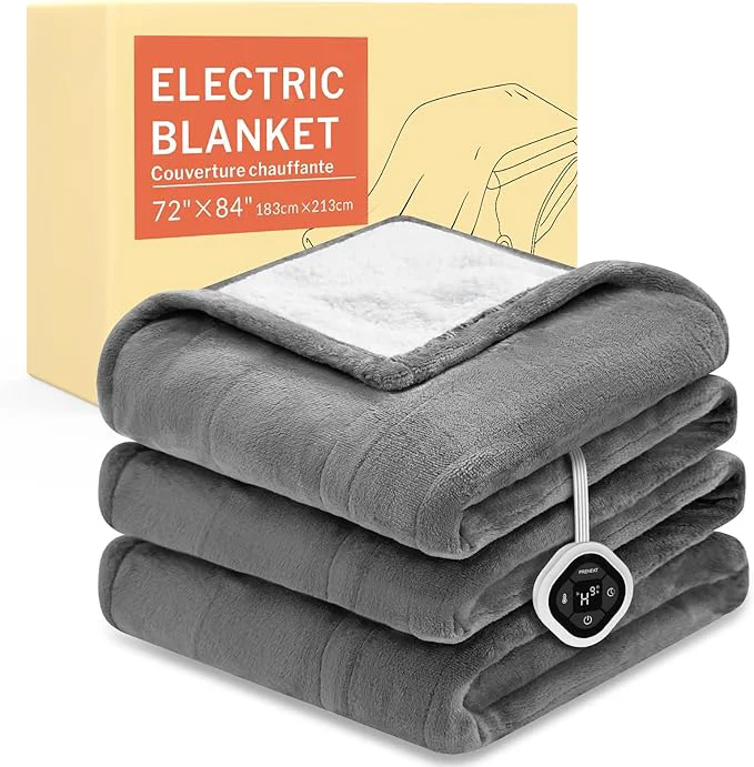 Original HOMLYNS LuxeHeat Heated Blanket Electric Blanket Full Size Soft Flannel Sherpa Elite