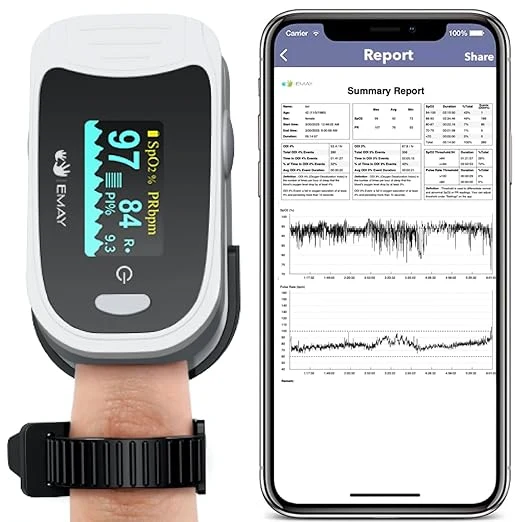 Optimized EMAY Sleep Oxygen Monitor with Built-in Recording Capability Track Continuous Consistent