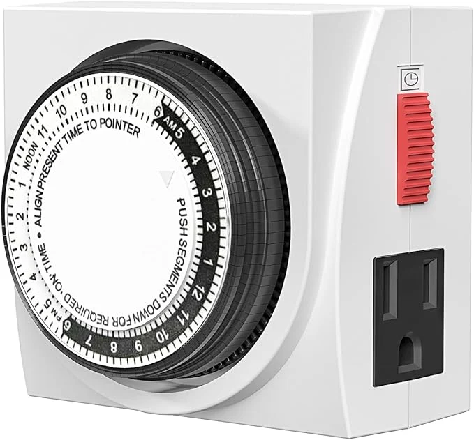 Official BN-LINK Heavy Duty Mechanical 24 Hour Timer Dual Outlet 3-Prong Accurate Indoor Quality