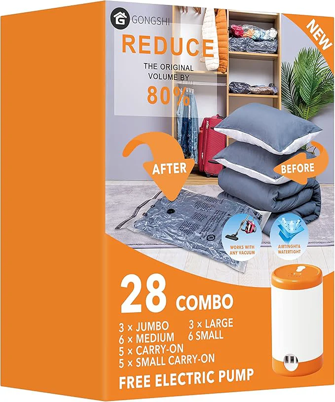 Comfortable GONGSHI Vacuum Seal Bags for Clothing Travel Home Storage Travel Vacuum Bags Genuine