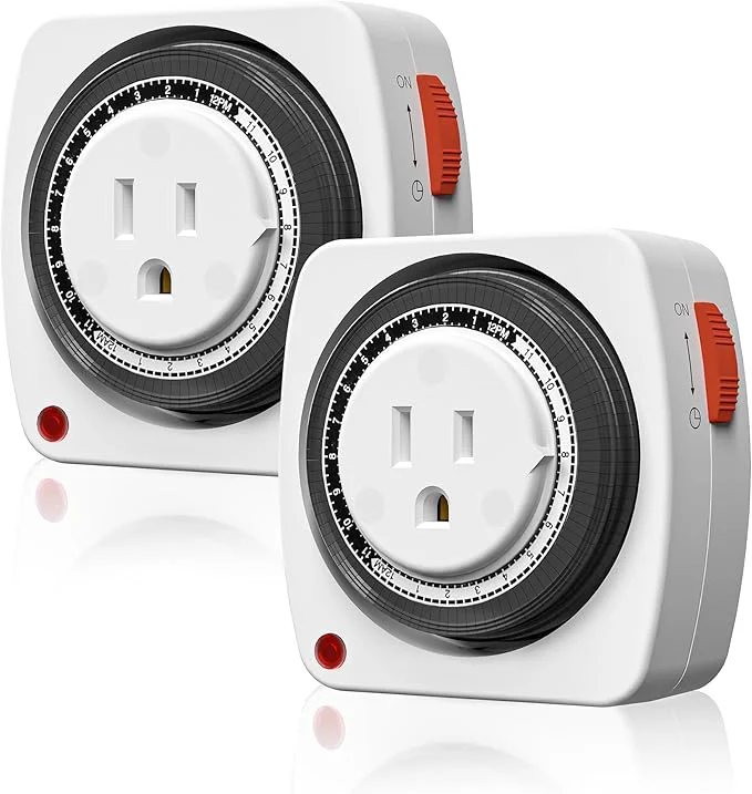 Long-Lasting BN-LINK Outlet Timer Indoor 24-Hour Heavy Duty Mechanical Light Timer High-Performance