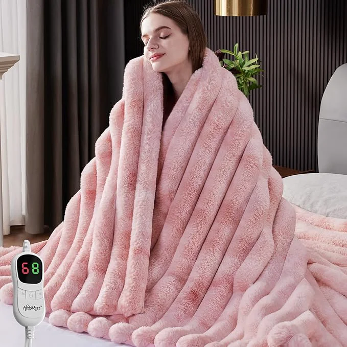 Crafted Heated Throw Blanket Faux Fur Cozy Heating Blanket Eco-Friendly