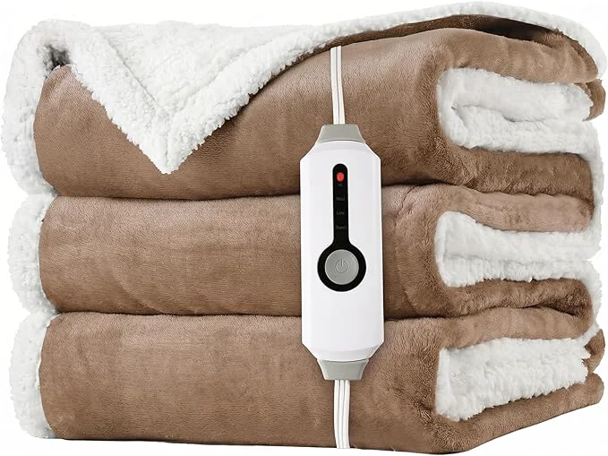 Exclusive LaffyLo Heated Throw Blanket 50 x 60 Fast Heating Electric Blanket Dual-Sided Professional