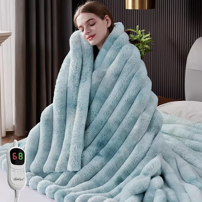 Fine Crafted Heated Throw Blanket Faux Fur Cozy Heating Blanket Specialty