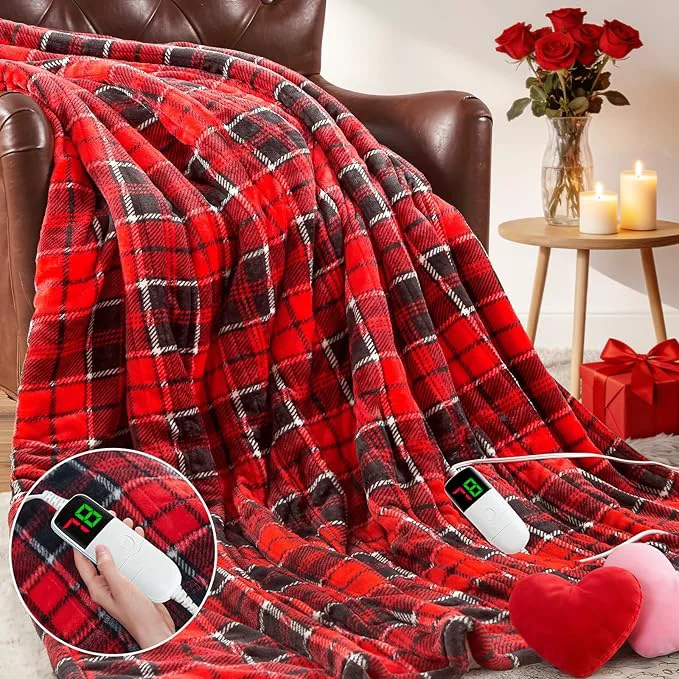 Stylish Heated Electric Blanket Full Size 72X84 Heating Blanket Fast Heating Washable Elegant