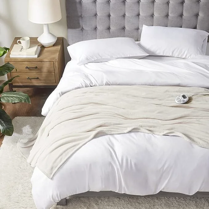 Healthy Serta Luxuriously Soft Plush Electric Blanket Fast Heating Cozy Cover Safety Traditional