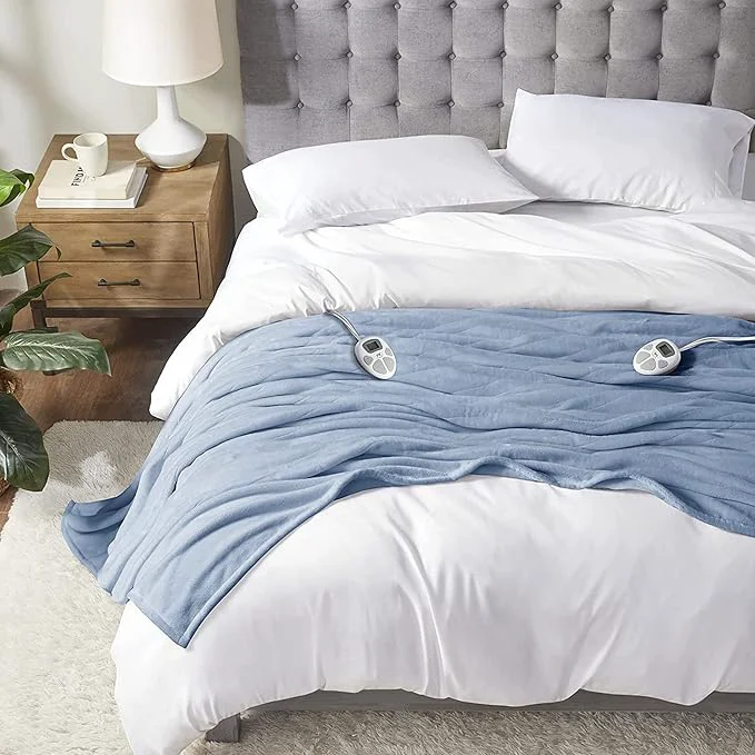Premium Material Serta Luxuriously Soft Plush Electric Blanket Fast Heating Cozy Cover Safety Secure