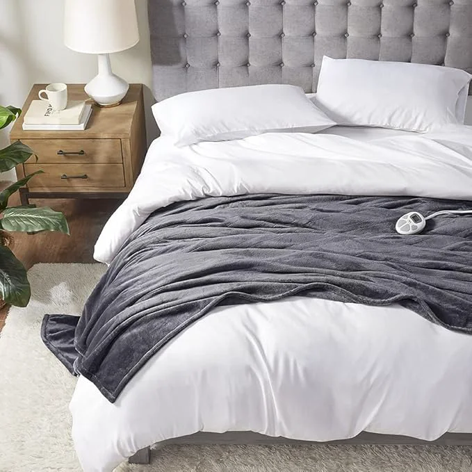 Innovative Serta Luxuriously Soft Plush Electric Blanket Fast Heating Cozy Cover Safety Premium Material
