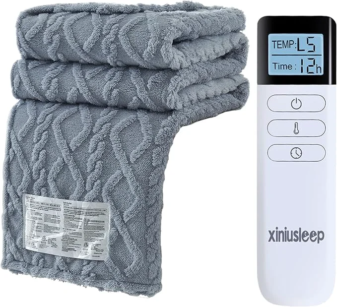 Secure Heated Blanket Electric Blanket 62 x84 Soft Taffeta Sherpa Electric Throw Solid