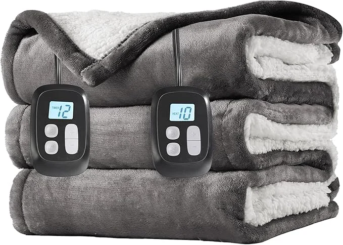 Genuine LaffyLo Electric Heated Blanket King Size 90 x 100 Dual Control Fast Heating Advanced