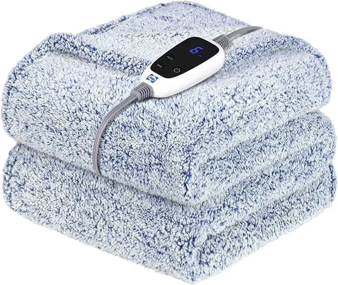 Detailed Sealy Electric Blanket Heated Throw 50 x60 Soft Double Sherpa Super Cozy Specialty