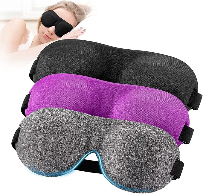 High-Grade YIVIEW Sleep Mask for Back and Side Sleeper Pack of 3 Light Blocking 3D Environmentally Friendly