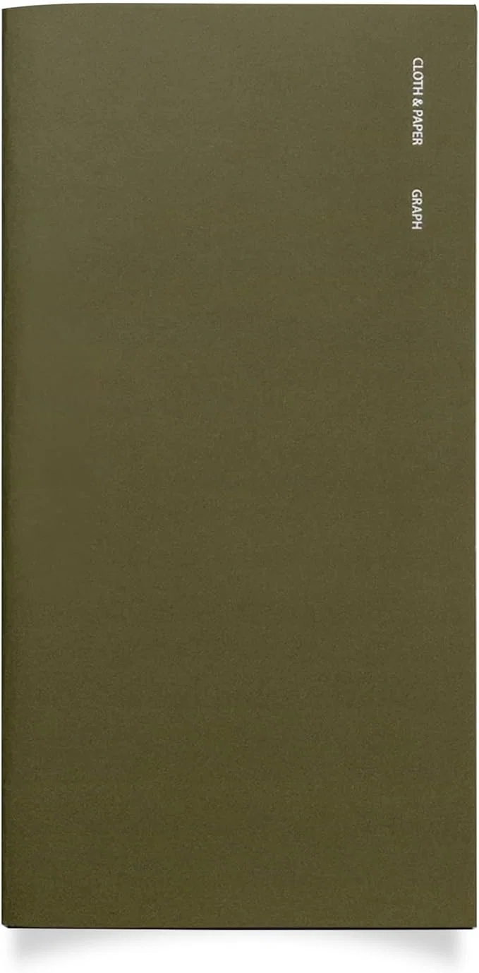 Comfortable Cloth Paper Travel Notebook Graph Notebook – Olive A5 Slim Grid Paper Premium