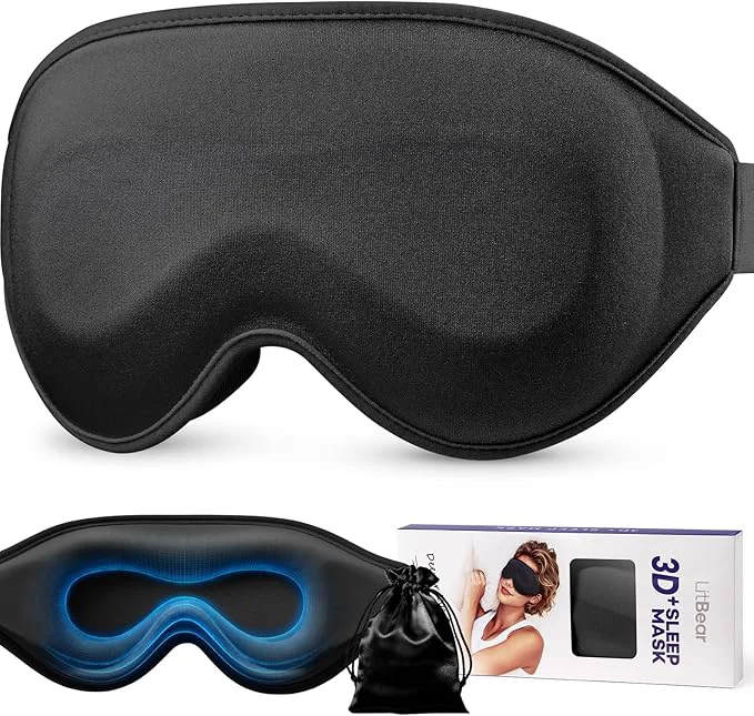 Versatile LitBear Long Lash Sleep Mask for Women Men Side Sleeper 3D Contoured Light High-Performance