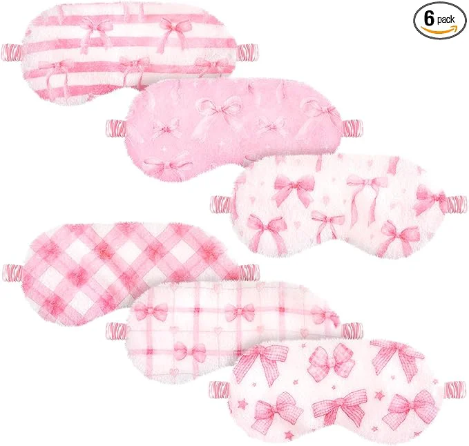 Practical Cuffbow 6 Pack Plush Sleep Mask Set Cute Plush Eye Masks Efficient