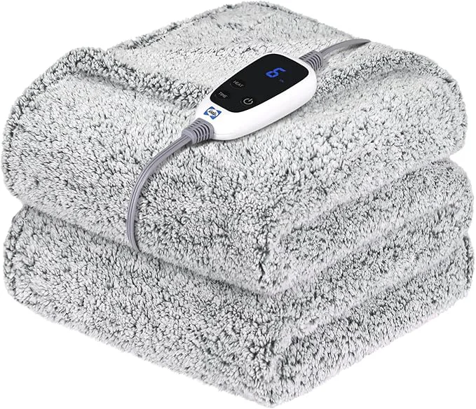 Pure Sealy Electric Blanket Heated Throw 50 x60 Soft Double Sherpa Super Cozy Organic