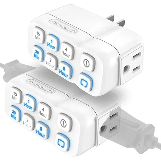 Eco-Friendly Fosmon Countdown Plug-in Timer Dual Outlets Indoor Light Timers Elegant