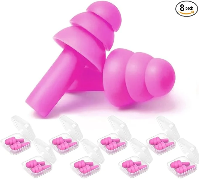 Powerful Ear Plugs for Sleeping 8 Pairs Noise Canceling Soft Reusable Silicone Earplugs Excellent