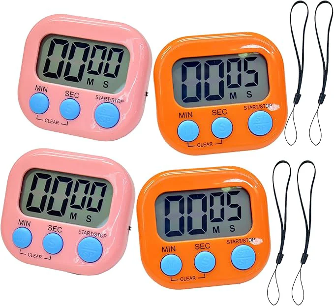 Environmentally Friendly 2 Pack Small Digital Kitchen Timer Magnetic Back and On Off Classroom Timers Trendy
