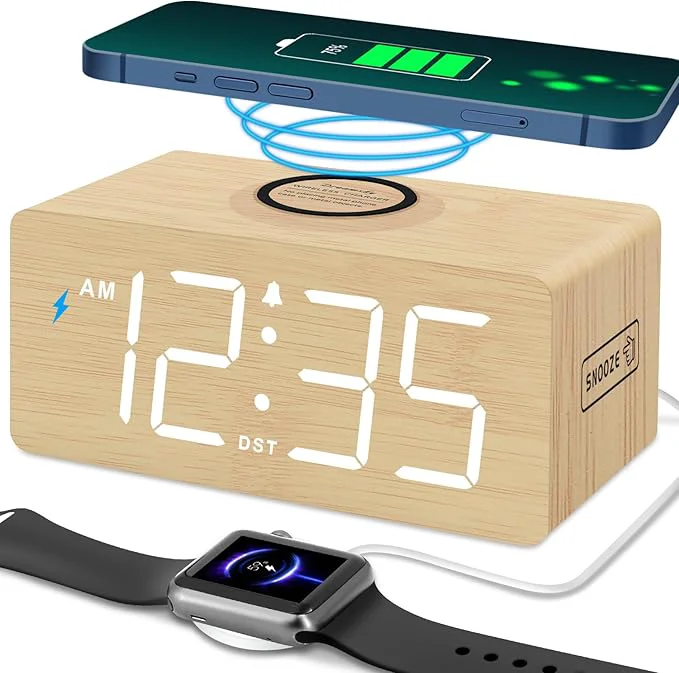 Pure DreamSky Wooden Digital Alarm Clock Casual
