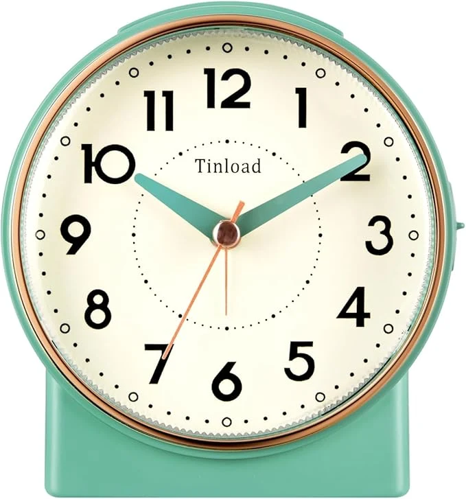 Clean Tinload 4.3 Retro Analog Alarm Clock Vintage Decor No Ticking Silent Flexible
