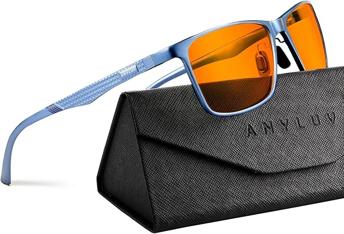 Casual ANYLUV Blue Light Glasses Men Relieve Eyestrain and Eye Protection Al-Mg Fine