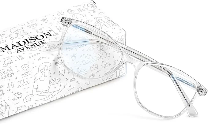 Crafted Madison Avenue Blue Light Blocking Glasses Anti Eyestrain UV Glare Blue Light Carefully Designed