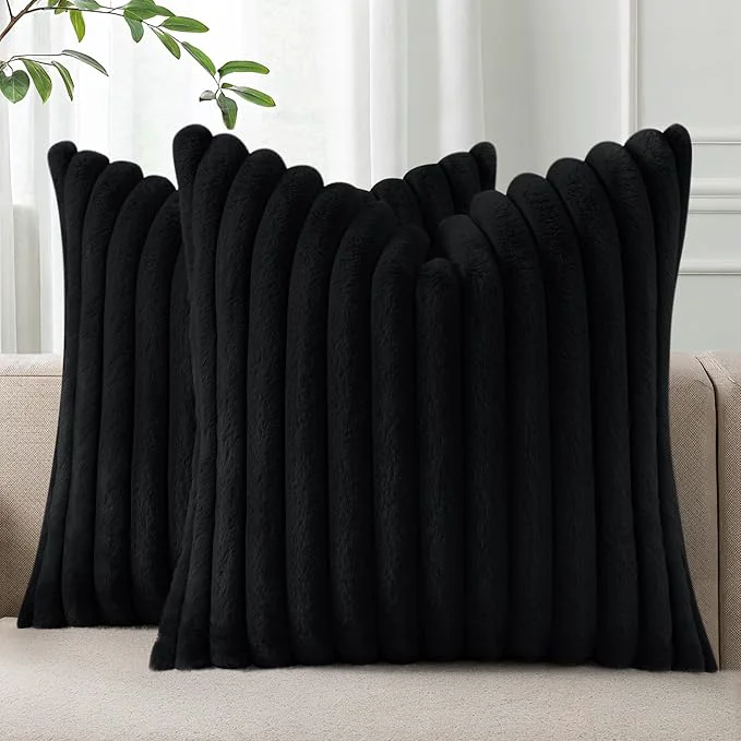 Trusted Pallene Faux Fur Plush Throw Pillow Covers 26×26 Set of 2 Luxury Soft Fluffy Excellent