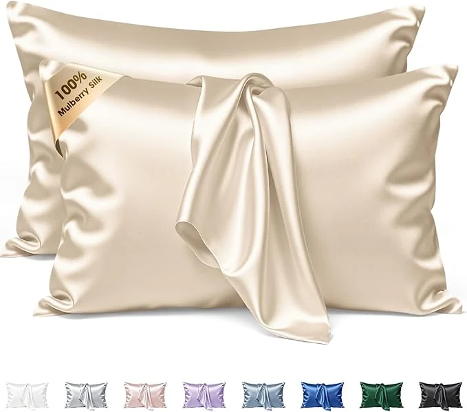 Breathable Silk Pillow Cases 2 Pack King Size Mulberry Silk Pillowcase Set of 2 Dependable