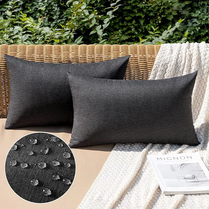 Efficient MIULEE Pack of 2 Decorative Outdoor Solid Waterproof Throw Pillow Covers Faux Exclusive