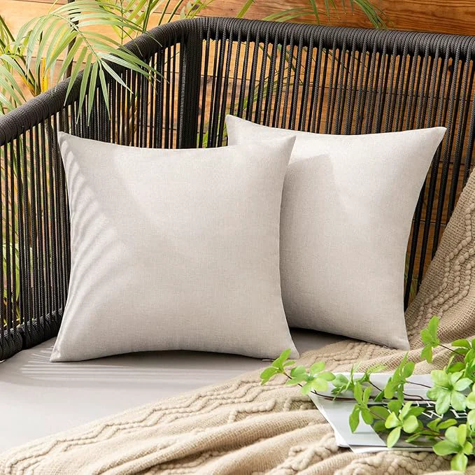 Unique MIULEE Pack of 2 Decorative Outdoor Solid Waterproof Throw Pillow Covers Faux Official