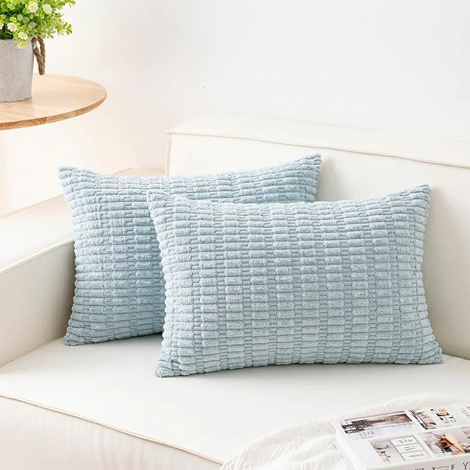 High-Quality Aegero Pack of 2 Corduroy Decorative Throw Pillow Covers 12×24 Inch Soft Premium Material