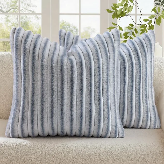 Secure decorUhome Cozy Faux Fur Throw Pillow Covers 22×22 Set of 2 Decorative Soft Convenient