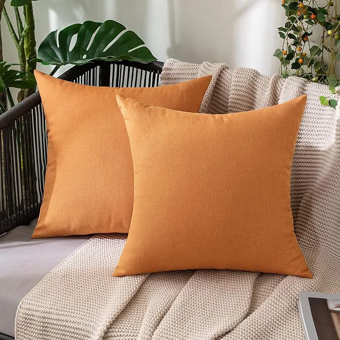 Expertly Made MIULEE Pack of 2 Decorative Outdoor Solid Waterproof Throw Pillow Covers Faux Eco-Friendly