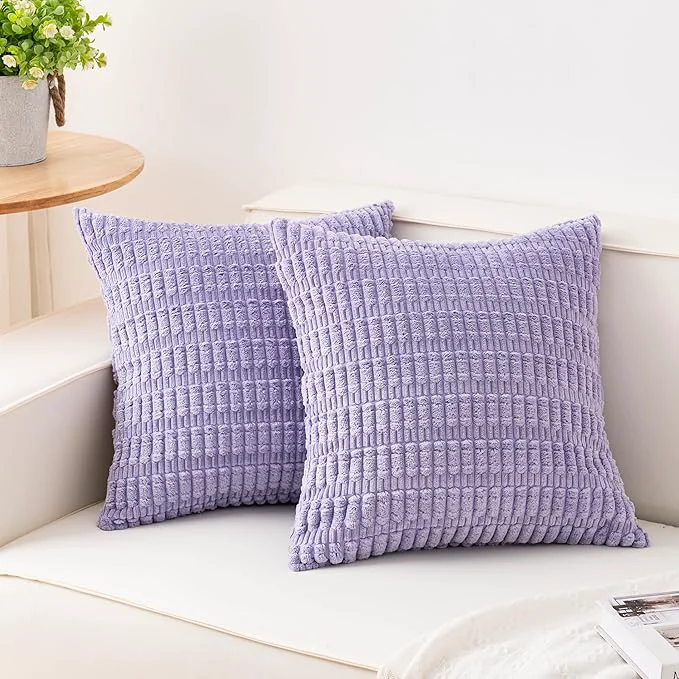 Carefully Designed Aegero Pack of 2 Corduroy Decorative Throw Pillow Covers 18×18 Inch Soft Effective