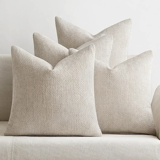 Versatile MIULEE Pack of 4 Couch Throw Pillow Covers 20×20 Inch Cream Soft Decorative Refined