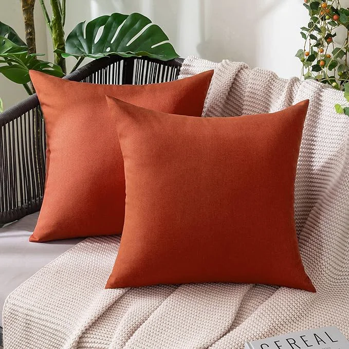 Professional MIULEE Pack of 2 Decorative Outdoor Solid Waterproof Throw Pillow Covers Euro Durable