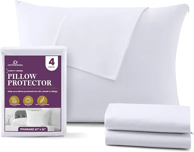 Advanced CirclesHome Pillow Protectors 4 Pack Standard Zippered Practical