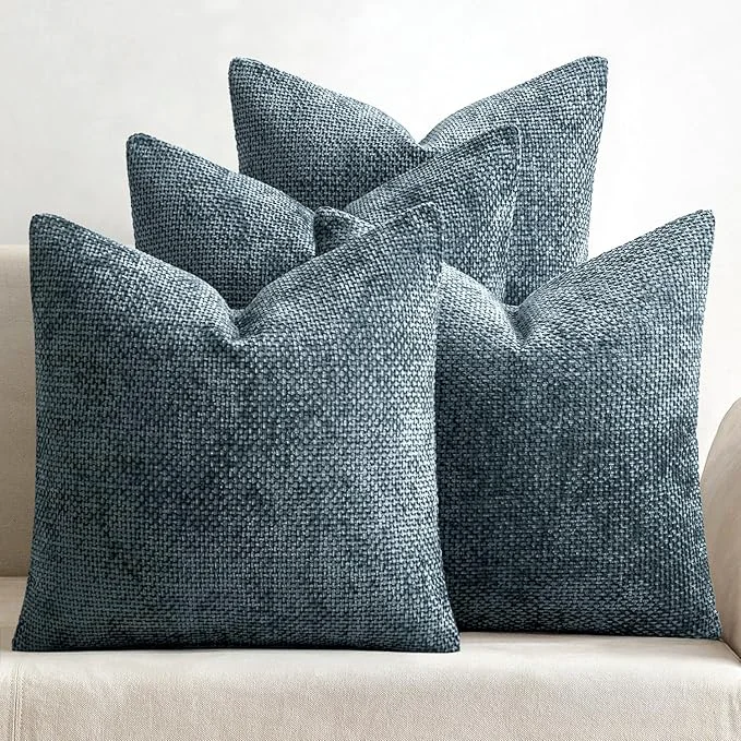 Official MIULEE Pack of 4 Couch Throw Pillow Covers 20×20 Inch Navy Blue Soft Decorative Consistent