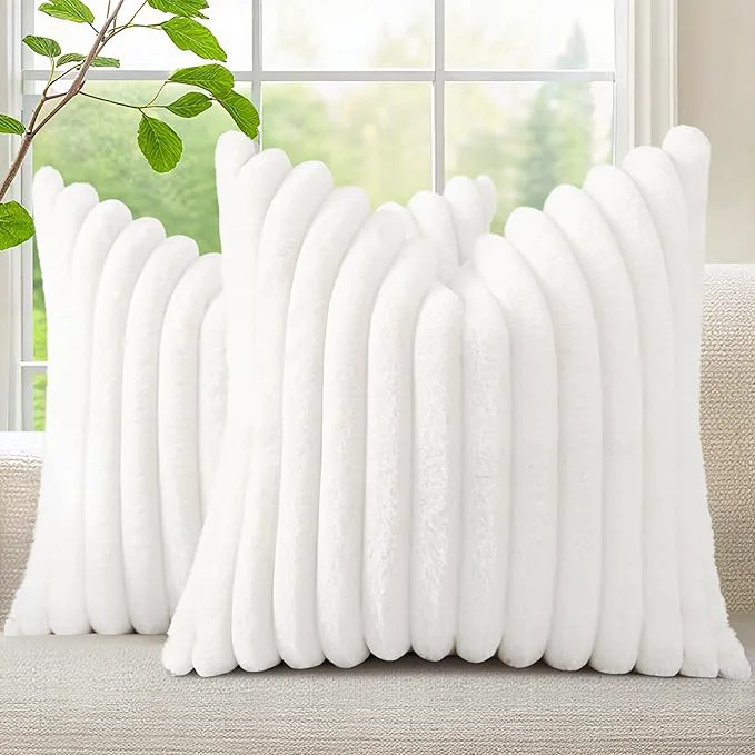 Effective decorUhome Summer Cozy Faux Fur Throw Pillow Covers 26×26 Set of 2 Decorative Artisan